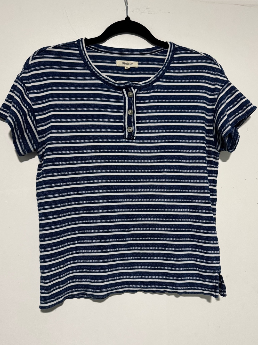 Madewell Navy & White Striped Brother Henley Tee Shirt Size XS